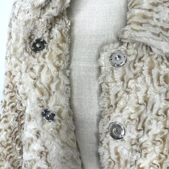 Vintage Sarah-Jane Blonde Faux Fur Snap Front Swing Jacket Size 12 - Picture 5 of 14